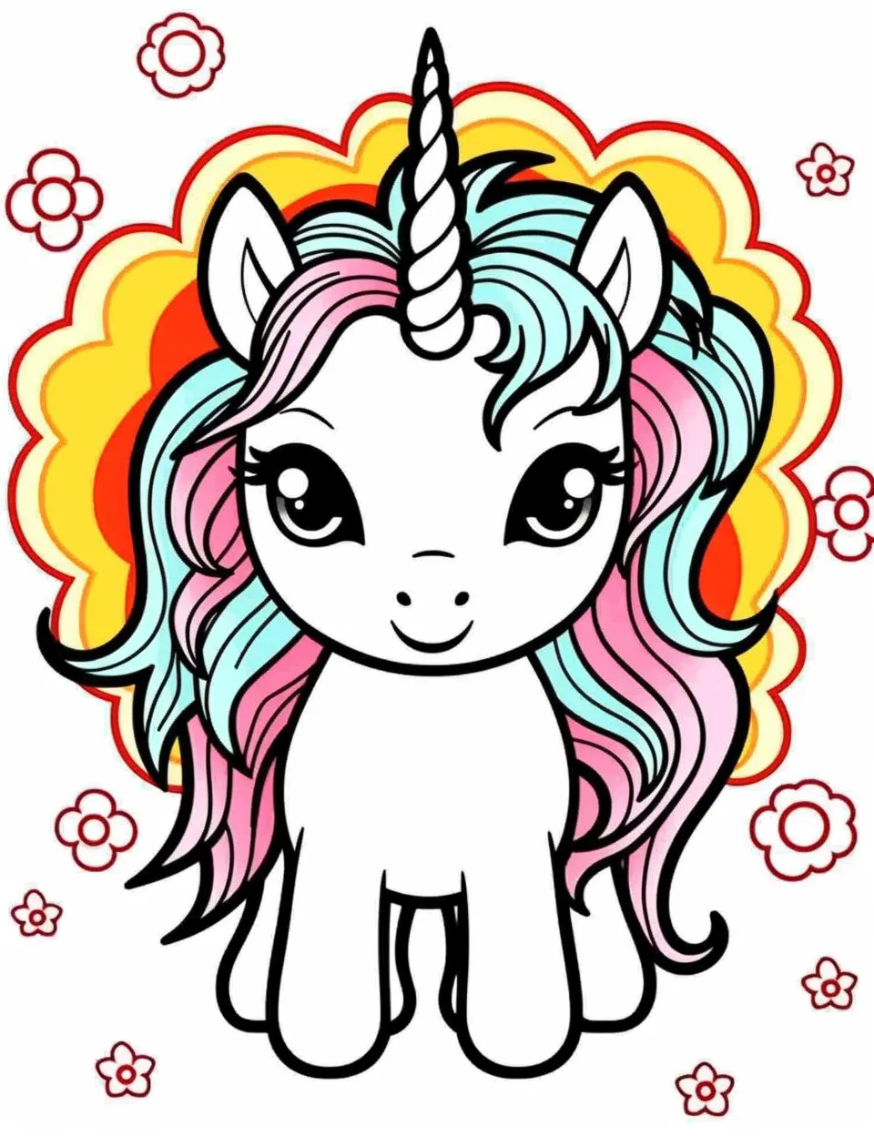 Cute Kawaii Unicorn Coloring Book